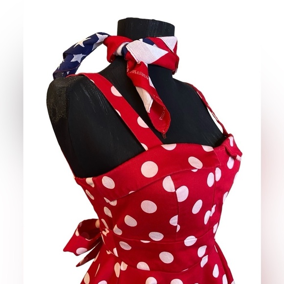Retro Red 50’s Polka Dot Dress - Picture 6 of 12